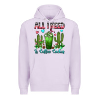 Lilac All I Need Is Coffee Cactus Frappe Premium Hoodie - FaDigitalArtStudio