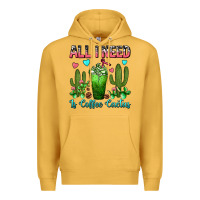 Mustard All I Need Is Coffee Cactus Frappe Premium Hoodie - FaDigitalArtStudio