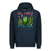Navy All I Need Is Coffee Cactus Frappe Premium Hoodie - FaDigitalArtStudio