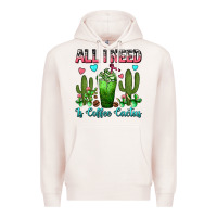 Pale Pink All I Need Is Coffee Cactus Frappe Premium Hoodie - FaDigitalArtStudio