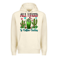 Sandshell All I Need Is Coffee Cactus Frappe Premium Hoodie - FaDigitalArtStudio