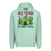 Seafoam All I Need Is Coffee Cactus Frappe Premium Hoodie - FaDigitalArtStudio