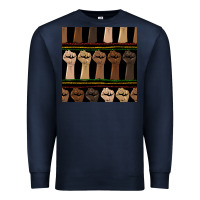 Navy melanin rised fist seamless pattern Premium Sweatshirt - BundleAndBundleShop