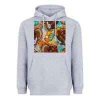 Heather Grey thanksgiving turkey seamless pattern Heavyweight Hoodie - BundleAndBundleShop
