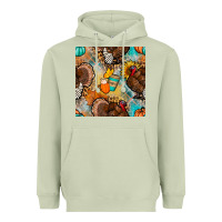 Matcha thanksgiving turkey seamless pattern Heavyweight Hoodie - BundleAndBundleShop