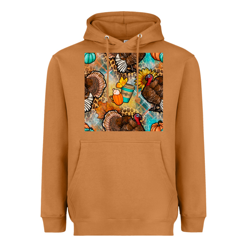Thanksgiving Turkey Seamless Pattern Heavyweight Hoodie by BundleAndBundleShop | Teevron