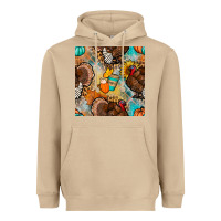 Mushroom thanksgiving turkey seamless pattern Heavyweight Hoodie - BundleAndBundleShop