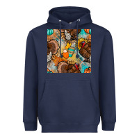 Navy thanksgiving turkey seamless pattern Heavyweight Hoodie - BundleAndBundleShop
