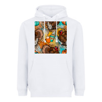 White thanksgiving turkey seamless pattern Heavyweight Hoodie - BundleAndBundleShop