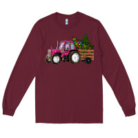 Pink Christmas Farm Tractor Long Sleeve Tee | Teevron