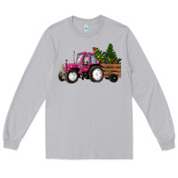 Moon Dust Pink Christmas Farm Tractor Long Sleeve Tee - RanaPortraitStore