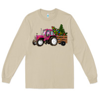Mushroom Pink Christmas Farm Tractor Long Sleeve Tee - RanaPortraitStore