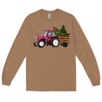 Toasted Coconut Pink Christmas Farm Tractor Long Sleeve Tee - RanaPortraitStore