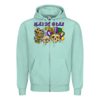 Seafoam Mardi Gras vibes skull Zipper Hoodie - FaDigitalArtStudio