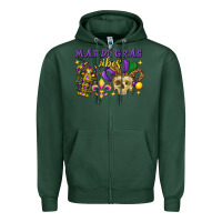 Sports Green Mardi Gras vibes skull Zipper Hoodie - FaDigitalArtStudio