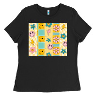 Black retro daisy Ladies Tee - MaliasSmallBusiness