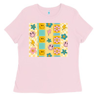 Bubblegum Pink retro daisy Ladies Tee - MaliasSmallBusiness