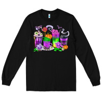 Black Halloween Coffee Cups Long Sleeve Tee - texasbilliewilder