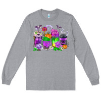 Heather Grey Halloween Coffee Cups Long Sleeve Tee - texasbilliewilder