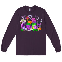 Plum Halloween Coffee Cups Long Sleeve Tee - texasbilliewilder
