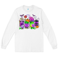 White Halloween Coffee Cups Long Sleeve Tee - texasbilliewilder
