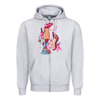 Heather Grey Cancer high heels Breast Cancer Zipper Hoodie - FaDigitalArtStudio