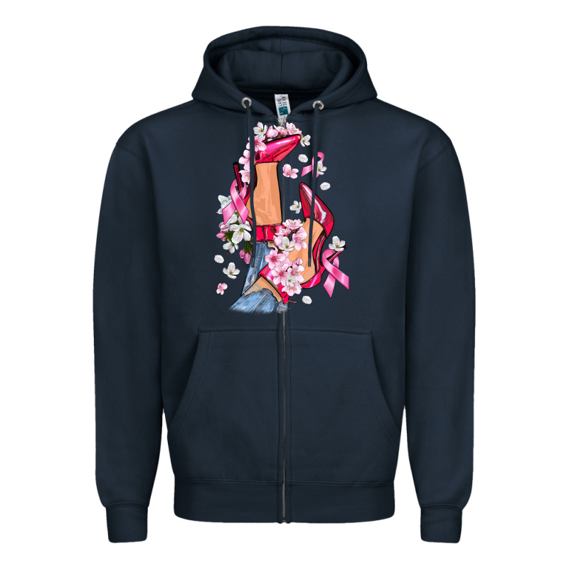 Cancer High Heels Breast Cancer Zipper Hoodie by FaDigitalArtStudio | Teevron