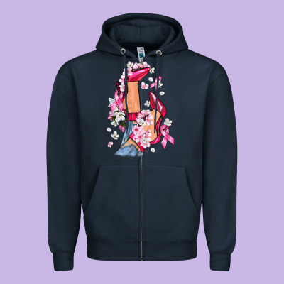 Cancer High Heels Breast Cancer Zipper Hoodie Designed By Fadigitalartstudio