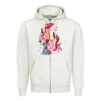 Oatmeal Heather Cancer high heels Breast Cancer Zipper Hoodie - FaDigitalArtStudio