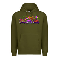 Army Green Mardi Gras Farm Trucks Premium Hoodie - FaDigitalArtStudio