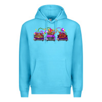 Ocean Blue Mardi Gras Farm Trucks Premium Hoodie - FaDigitalArtStudio
