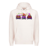 Pale Pink Mardi Gras Farm Trucks Premium Hoodie - FaDigitalArtStudio