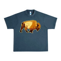 Midnight Navy Desert Landscape Bison Silhouette Urban Heavy Tee - Bettercallsaul