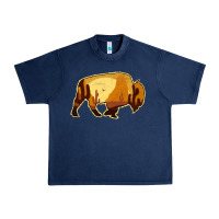 Navy Desert Landscape Bison Silhouette Urban Heavy Tee - Bettercallsaul