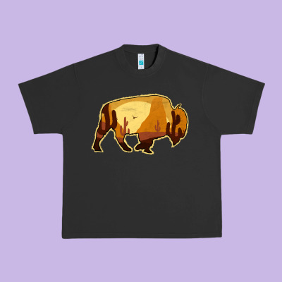 Desert Landscape Bison Silhouette Urban Heavy Tee Designed By Bettercallsaul