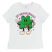 White so luckin boujee Ladies Tee - MaliasSmallBusiness