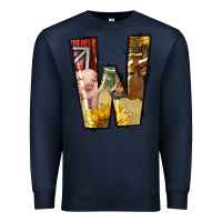 Navy farm life alphabet lowercase letters w Premium Sweatshirt - BundleAndBundleShop