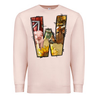 Pale Pink farm life alphabet lowercase letters w Premium Sweatshirt - BundleAndBundleShop