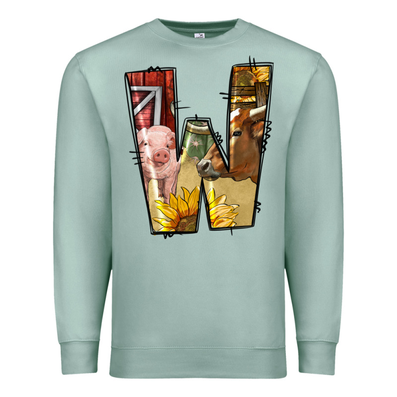 Farm Life Alphabet Lowercase Letters W Premium Sweatshirt by BundleAndBundleShop | Teevron