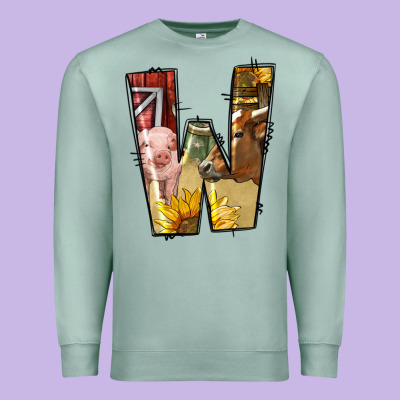 Farm Life Alphabet Lowercase Letters W Premium Sweatshirt Designed By Bundleandbundleshop