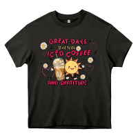 Asphalt great days start with iced coffee and gratitude Heavy Core Tee - MaliasSmallBusiness
