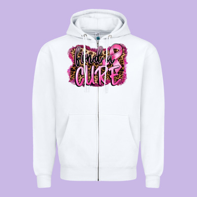 Find A Cure Zipper Hoodie Designed By Fadigitalartstudio