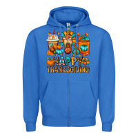 True Royal Happy Thanksgiving Coffee Cups Zipper Hoodie - FaDigitalArtStudio