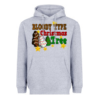 Heather Grey Bloody Type Christmas Tree Heavyweight Hoodie - FaDigitalArtStudio