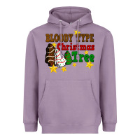 Lavender Bloody Type Christmas Tree Heavyweight Hoodie - FaDigitalArtStudio