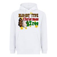 White Bloody Type Christmas Tree Heavyweight Hoodie - FaDigitalArtStudio