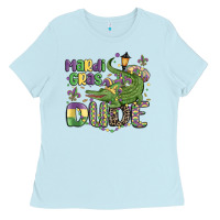 Baby Blue mardi gras dude alligator Ladies Tee - MaliasSmallBusiness