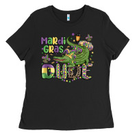 Black mardi gras dude alligator Ladies Tee - MaliasSmallBusiness