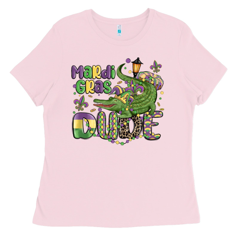 Mardi Gras Dude Alligator Ladies Tee by MaliasSmallBusiness | Teevron