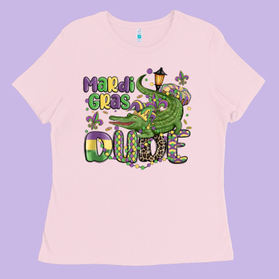 Mardi Gras Dude Alligator Ladies Tee Designed By Maliassmallbusiness